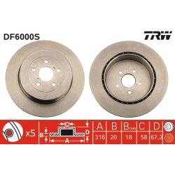 Brake Disc TRW DF6000S OE Ref 26700FE000
