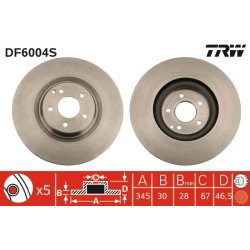 Disque de frein TRW DF6004S pour MERCEDES CLASSE C, CLK OE A2094210012