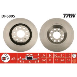 Brake Disc TRW DF6005 OE Ref 8E0 615 601 R
