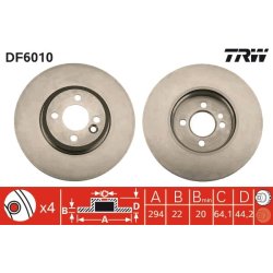 Brake Disc TRW DF6010 OE Ref 34 11 6 774 986