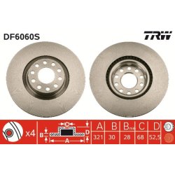 Disque de frein TRW DF6060S pour AUDI A6 OE 4B3615301