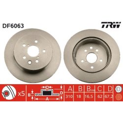Brake Disc TRW DF6063 OE Ref 42431-30290