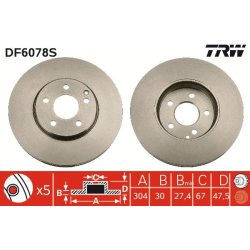 Brake Disc TRW DF6078S OE Ref A 211 421 12 12