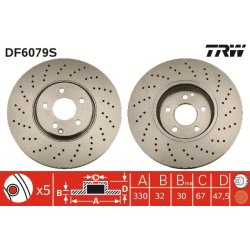 Disque de frein TRW DF6079S pour MERCEDES CLASSE E, CLASSE S OE A2204211812