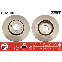 Brake Disc TRW DF6108S OE Ref 51712-3K160