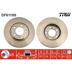 Brake Disc TRW DF6119S OE Ref 34 11 9 804 829