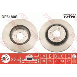 Brake Disc TRW DF6180S OE Ref 45251-SMT-E00