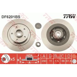 Brake Disc TRW DF6201BS OE Ref 43 20 200 16R