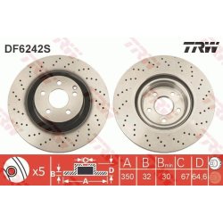 Brake Disc TRW DF6242S OE Ref A 221 421 11 12