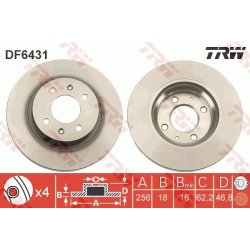Brake Disc TRW DF6431 OE Ref 51712-1J500