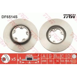 Brake Disc TRW DF6514S OE Ref 1763885