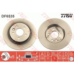 Disque de frein TRW DF6535 pour VOLVO V40 OE 31341645