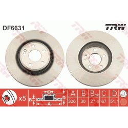 Brake Disc TRW DF6631 OE Ref A 246 421 26 12