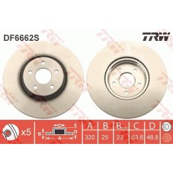 Brake Disc TRW DF6662S OE Ref 1829608