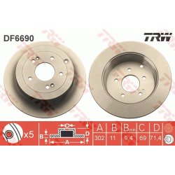 Brake Disc TRW DF6690 OE Ref 58411-2B000