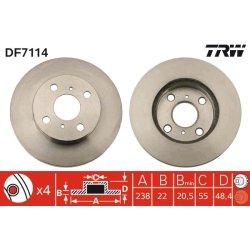 Brake Disc TRW DF7114 OE Ref 43512-12340