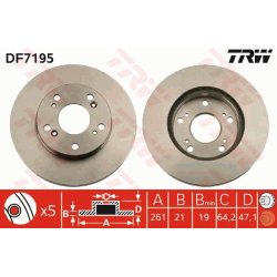 Brake Disc TRW DF7195 OE Ref 45251-SNA-010