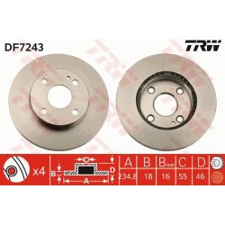 Brake Disc TRW DF7243 OE Ref B458-33-25XB