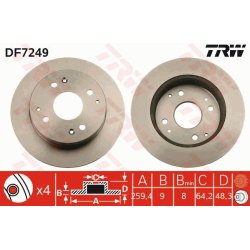 Brake Disc TRW DF7249 OE Ref 42510-S0A-000