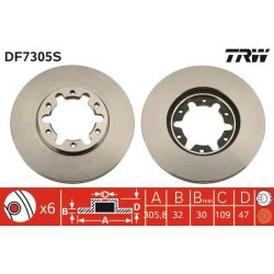 Brake Disc TRW DF7305S OE Ref 40206-VB000