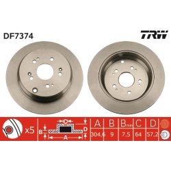 Brake Disc TRW DF7374 OE Ref 42510-SWA-A01