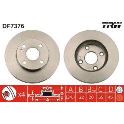Disque de frein TRW DF7376 pour MAZDA 323 OE B461-33-25XA