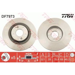 Brake Disc TRW DF7973 OE Ref 51712-2P700