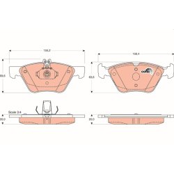 Jeu de plaquettes de frein TRW GDB1215 pour CHRYSLER, MERCEDES OE 05114555AA TRW