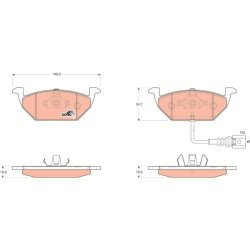 Brake Pad Set TRW GDB1658 OE Ref 1K0 698 151 F