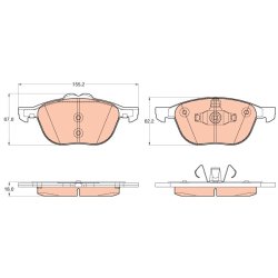 Jeu de plaquettes de frein TRW GDB2043 pour FORD KUGA, TOURNEO, TRANSIT OE 1797211
