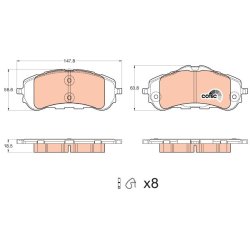 Plaquettes de frein TRW GDB2044 pour CITROËN, VAUXHALL, PEUGEOT OE 1678168180