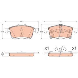 Plaquettes de frein TRW GDB2060 pour FIAT 500L OE 77366915