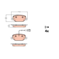 Brake Pad Set TRW GDB2077 OE Ref 77366753