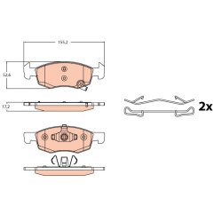 Brake Pad Set TRW GDB2099 OE Ref 16 05 280