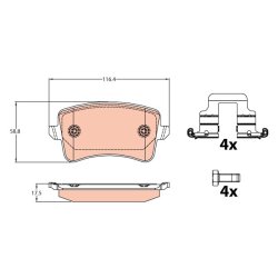 Brake Pad Set TRW GDB2107 OE Ref 8K0 698 451