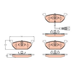 Brake Pad Set TRW GDB2108 OE Ref 1K0 698 151 A