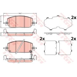 Brake Pad Set TRW GDB2244 OE Ref 45022TLAA01