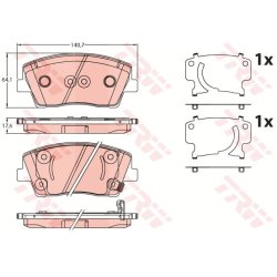 Brake Pad Set TRW GDB2253 OE Ref 58101-J5A25