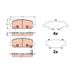 Brake Pad Set TRW GDB2279 OE Ref 43022-T8M-G00