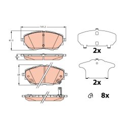 Brake Pad Set TRW GDB2290 OE Ref 04465-F4010