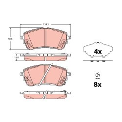 Brake Pad Set TRW GDB2345 OE Ref 0446502510