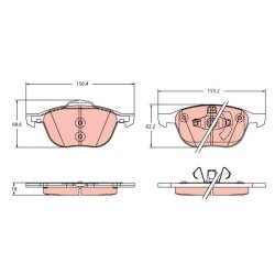 Jeu de plaquettes de frein TRW GDB2348 pour FORD, MAZDA, VOLVO OE 1223682