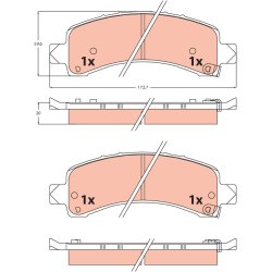 Jeu de plaquettes de frein TRW GDB2460 pour CHEVROLET EXPRESS OE 88982627