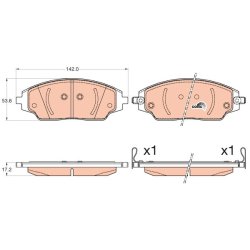 Jeu de plaquettes de frein TRW GDB3579 pour CHEVROLET AVEO, COBALT OE 95231012
