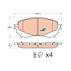 Brake Pad Set TRW GDB3580 OE Ref G4YA3328Z
