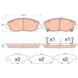 Jeu de plaquettes de frein TRW GDB3609 pour HONDA CIVIC OE 45022-TR3-A00