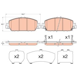 Brake Pad Set TRW GDB3615 OE Ref 45022-T2G-A00