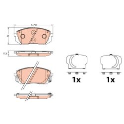 Brake Pad Set TRW GDB3642 OE Ref 58101-3ZA76