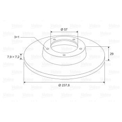 Disque de frein VALEO 186130 pour CITROEN, PEUGEOT AX, SAXO, 106 OE 4249-C5