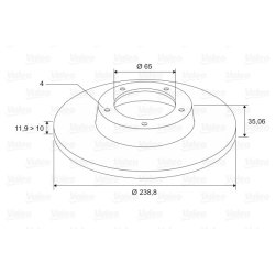 Disque de frein VALEO 186245 pour AUDI, SEAT, VW OE 171615301